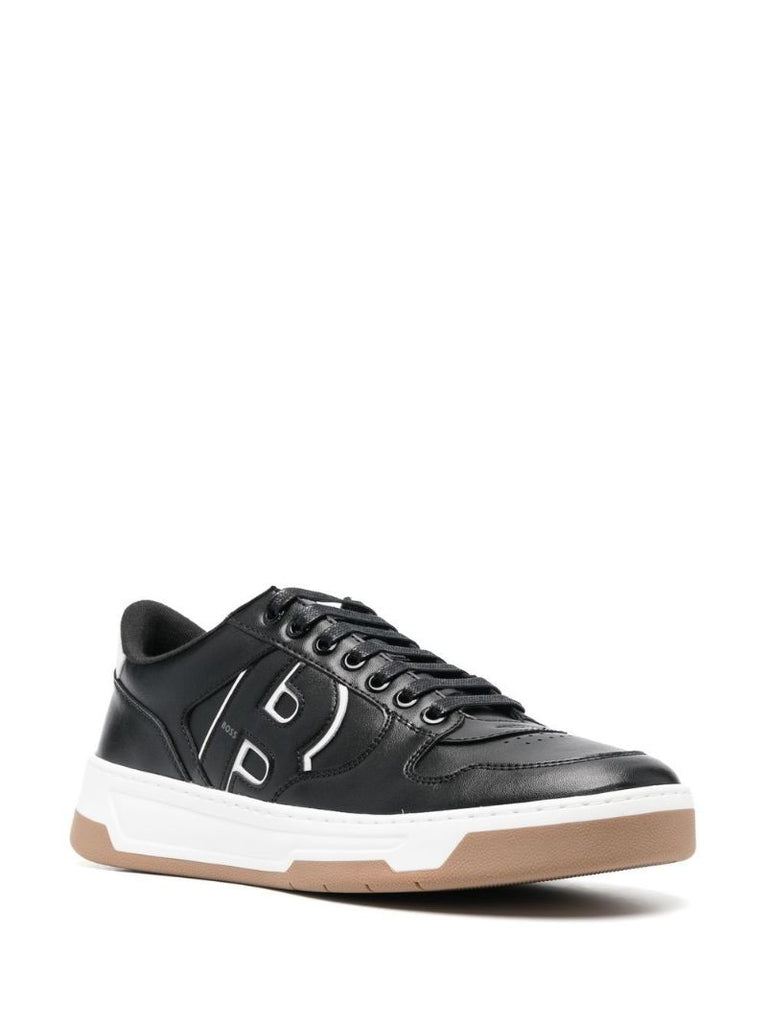 Black Lace-up Leather Sneakers