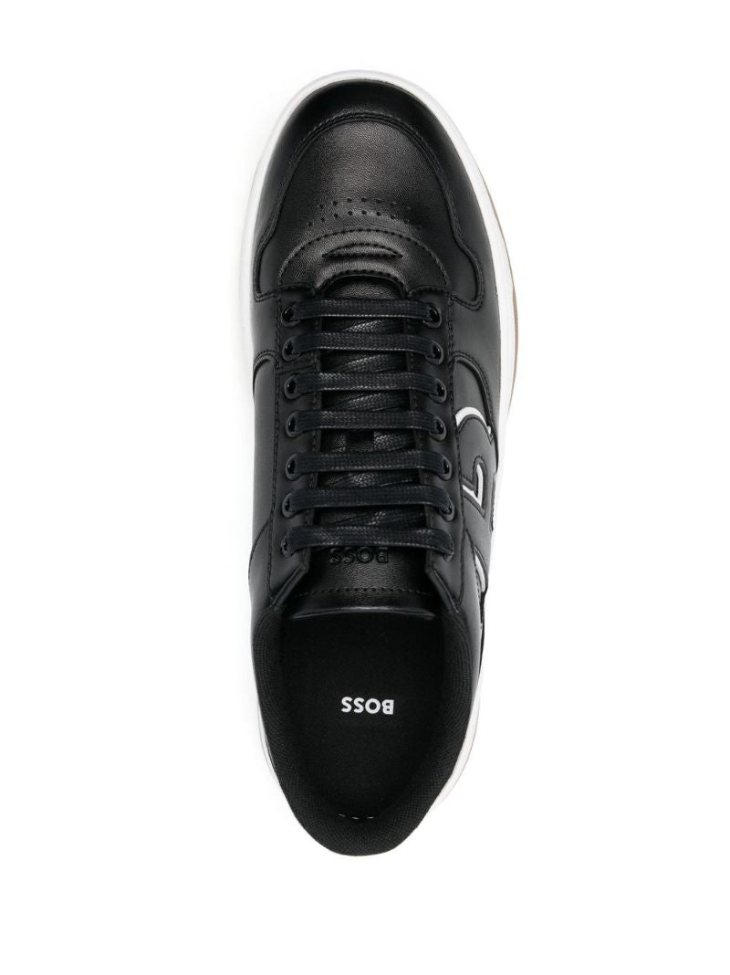 Black Lace-up Leather Sneakers
