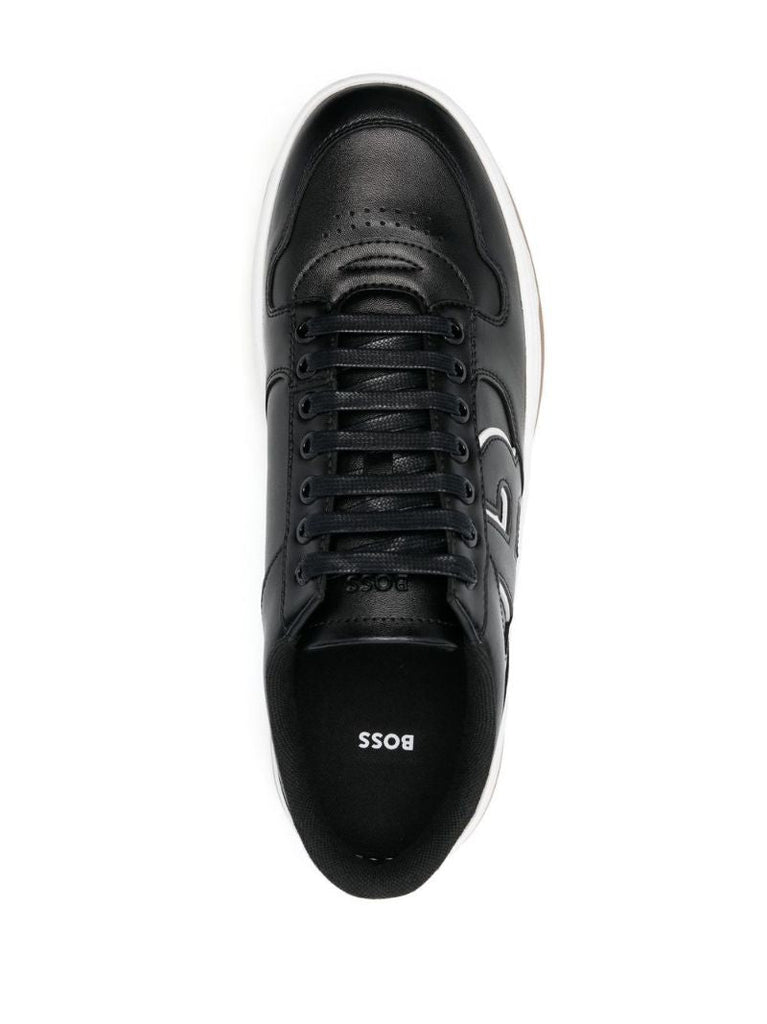 Black Lace-up Leather Sneakers