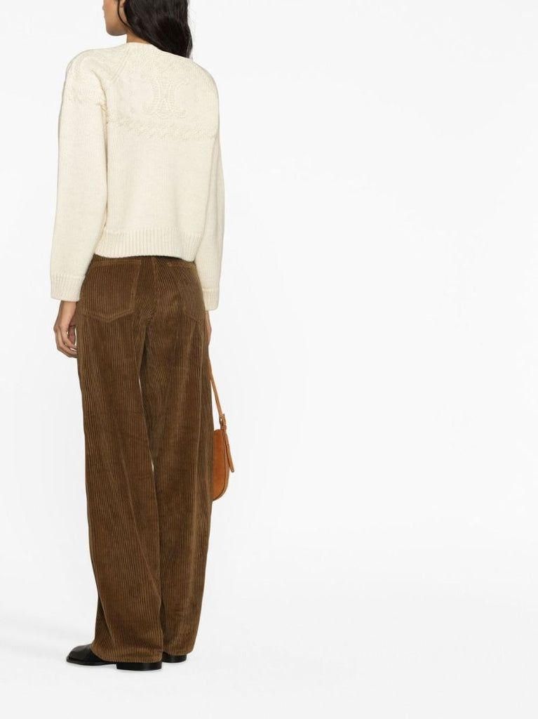 Beige Triomphe Crew Neck Jumper