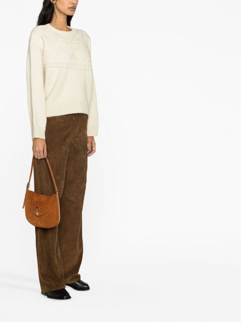 Beige Triomphe Crew Neck Jumper