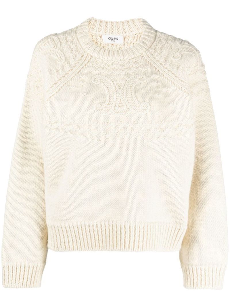 Beige Triomphe Crew Neck Jumper