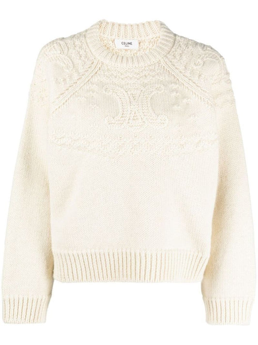 Beige Triomphe Crew Neck Jumper