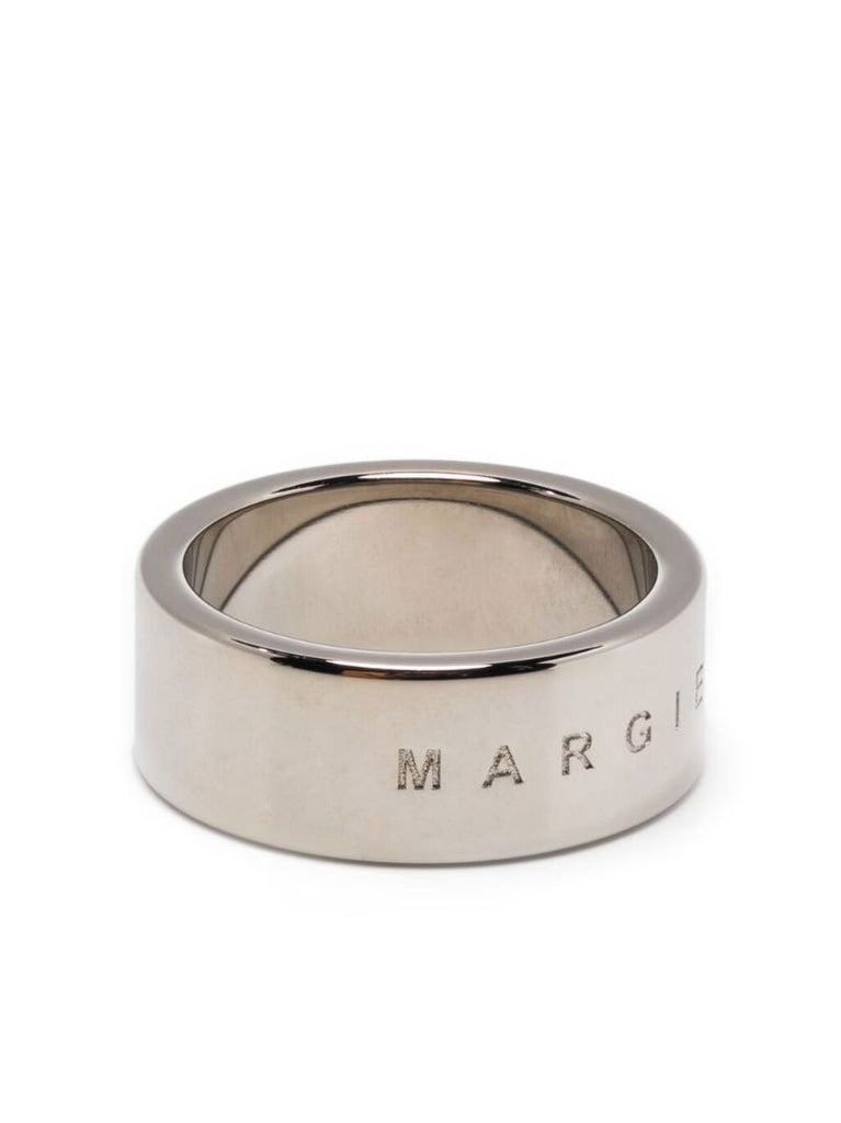 Silver-tone Engraved Logo Ring