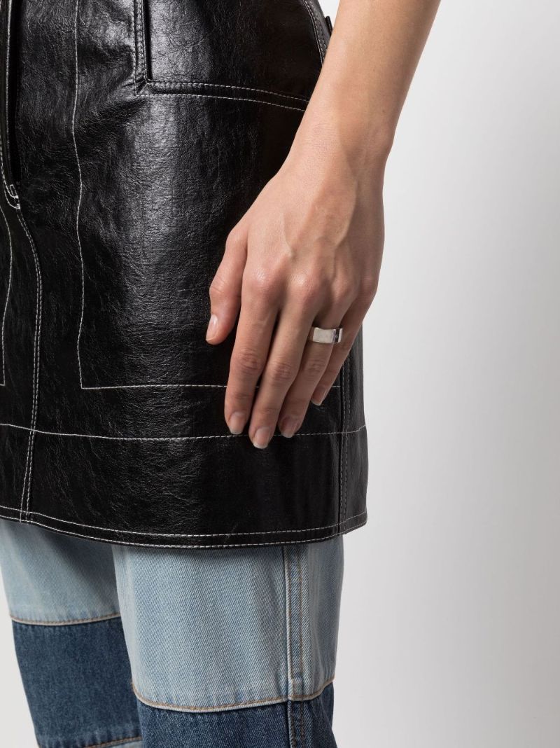 Silver-tone Engraved Logo Ring
