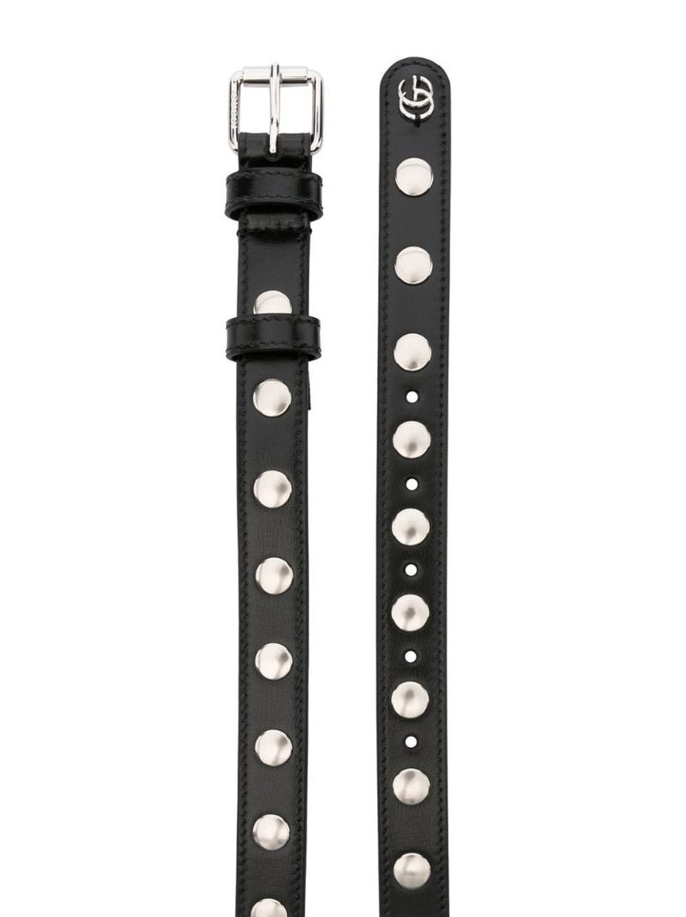 Black Studded Leather Belt