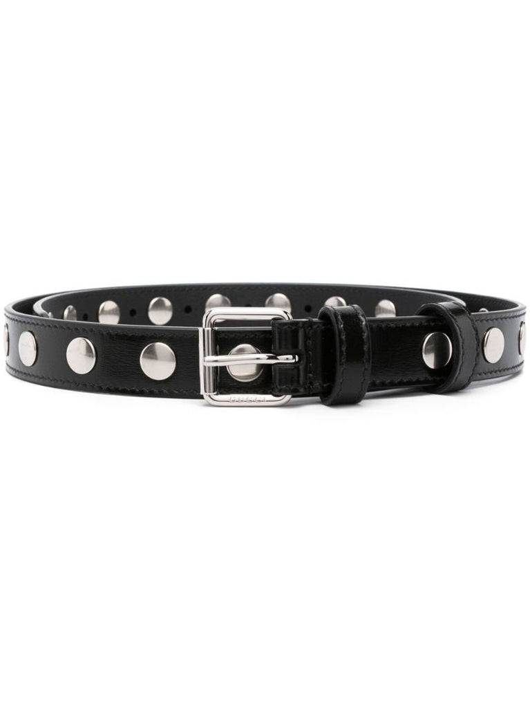 Black Studded Leather Belt