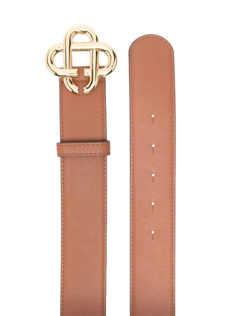 Brown Logo Buckle Leather Belt