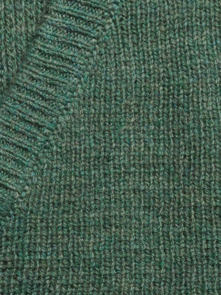 Green V-neck Wool Sweater