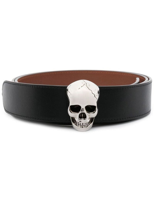 Black Skull Buckle Leather Belt