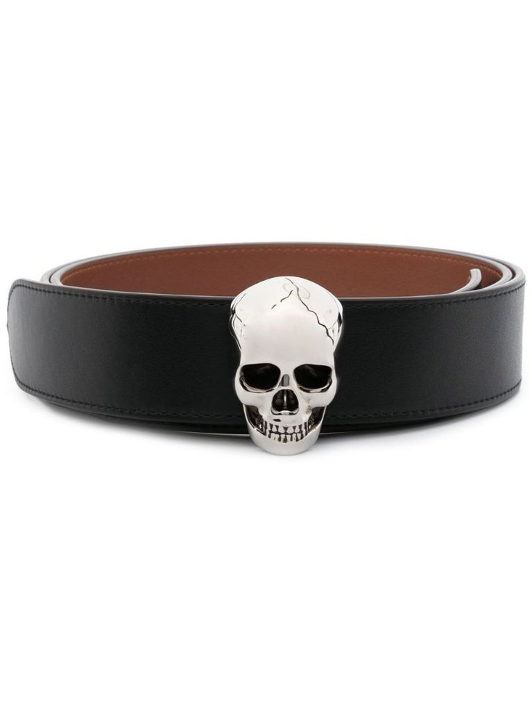 Black Skull Buckle Leather Belt