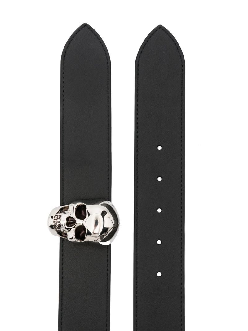 Black Skull Buckle Leather Belt