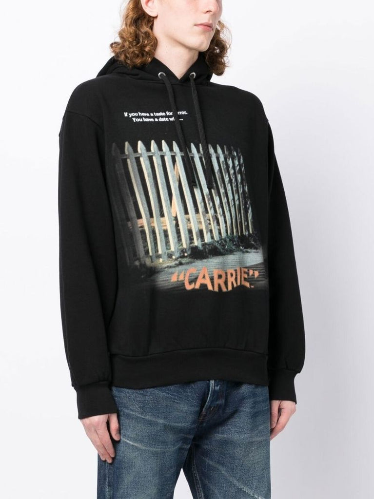 Black Carrie Print Cotton Hoodie