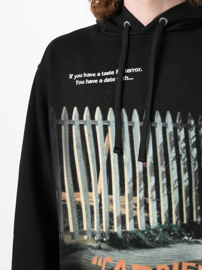 Black Carrie Print Cotton Hoodie