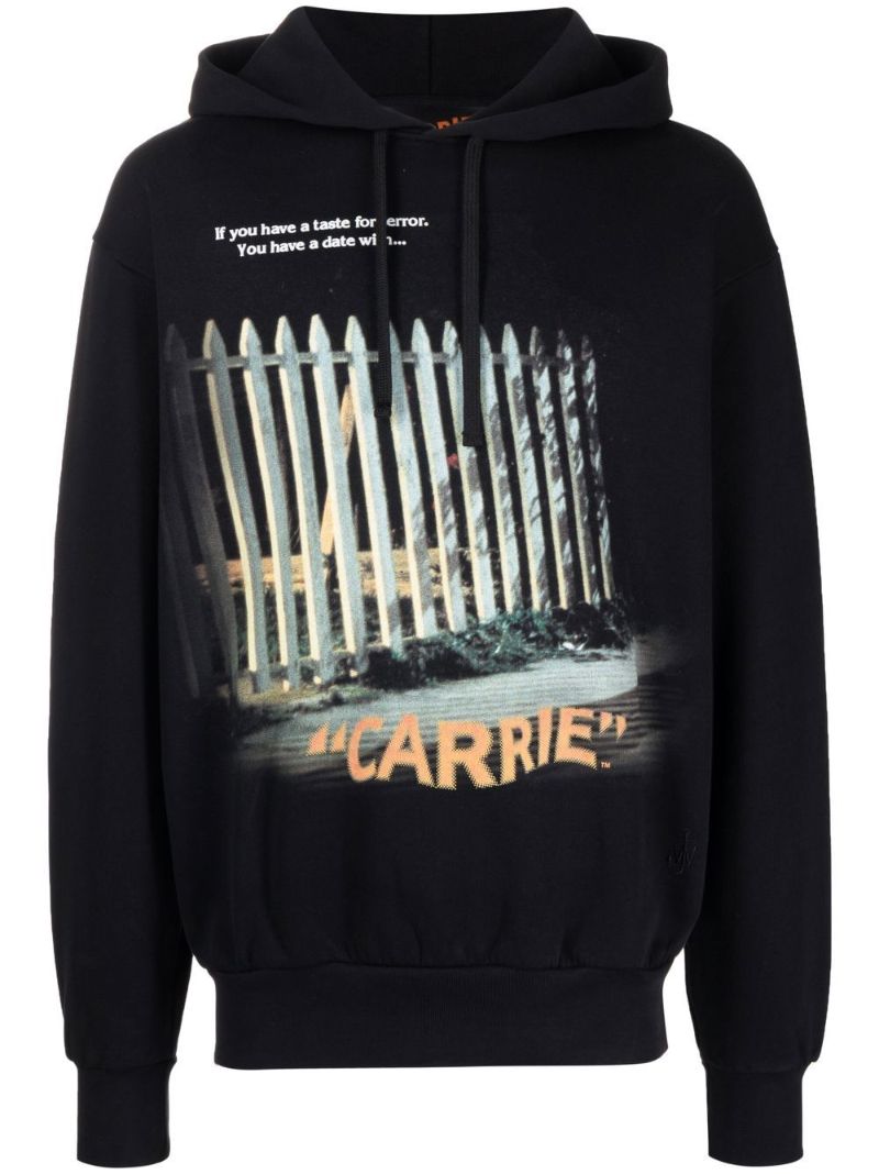 Black Carrie Print Cotton Hoodie