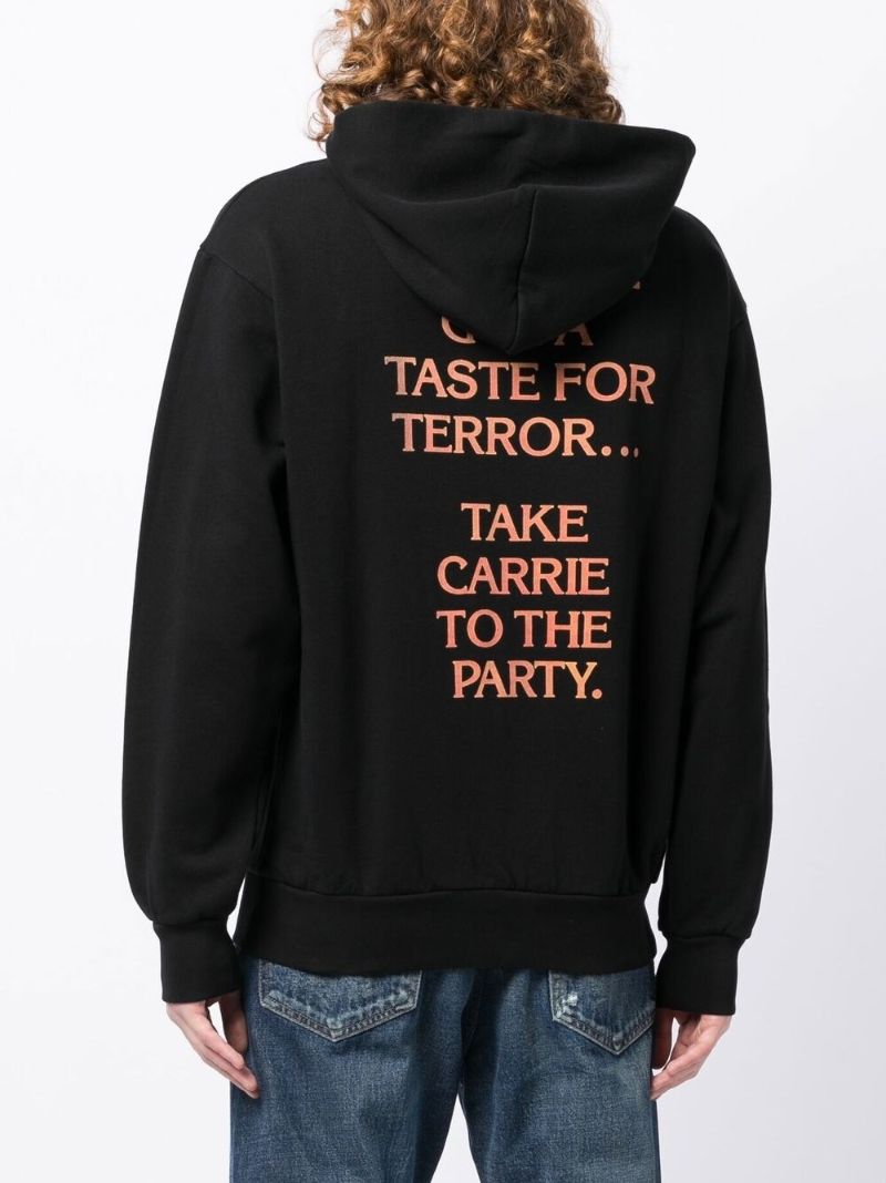 Black Carrie Print Cotton Hoodie