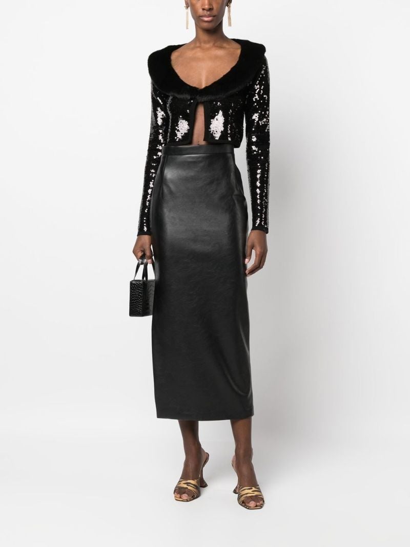 Black Sequin-embellished Cropped Cardigan