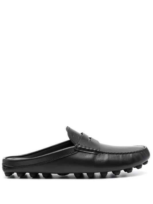 Black Gommino Bubble Leather Mules