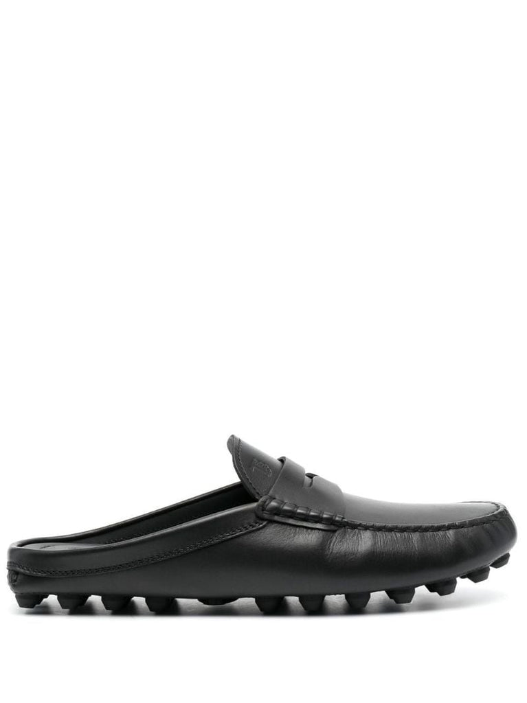 Black Gommino Bubble Leather Mules