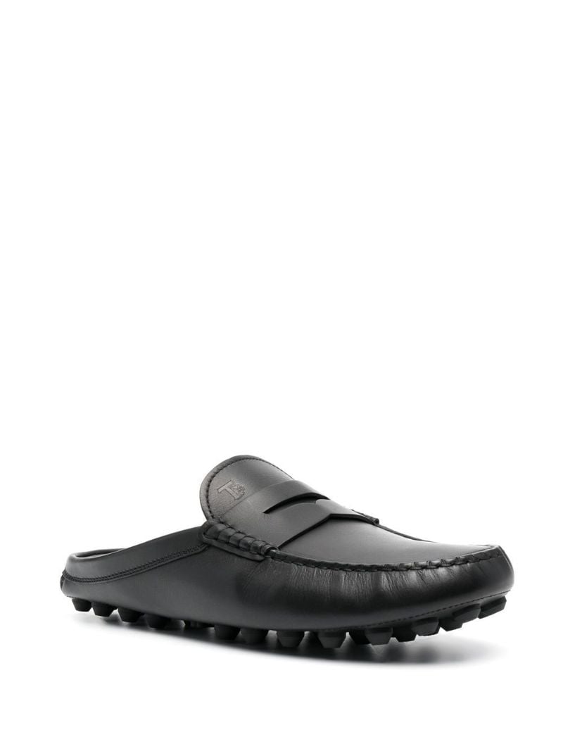 Black Gommino Bubble Leather Mules