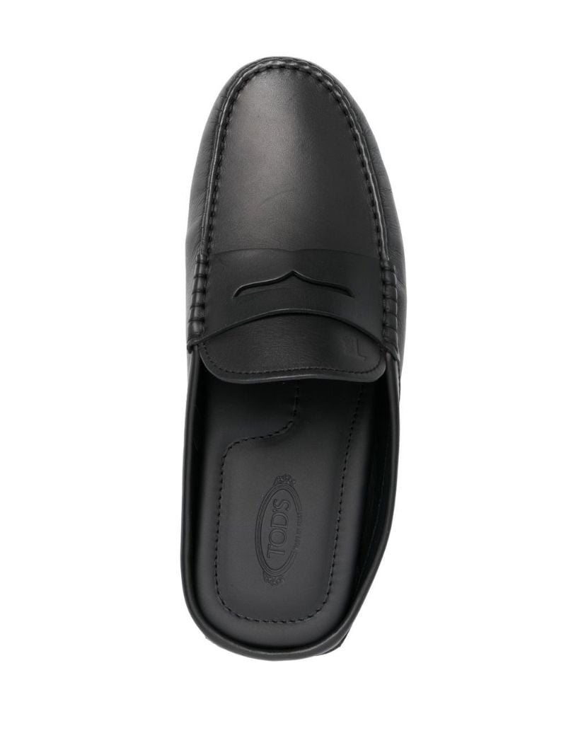 Black Gommino Bubble Leather Mules