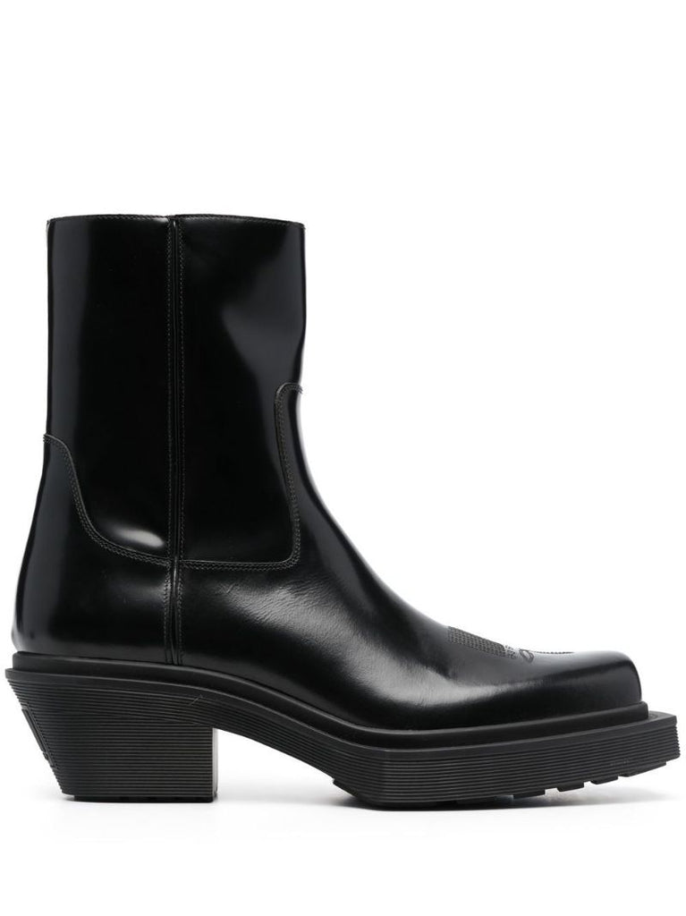 Black Leather Ankle Boots