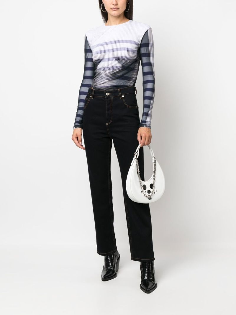 Black Graphic Print Bodysuit