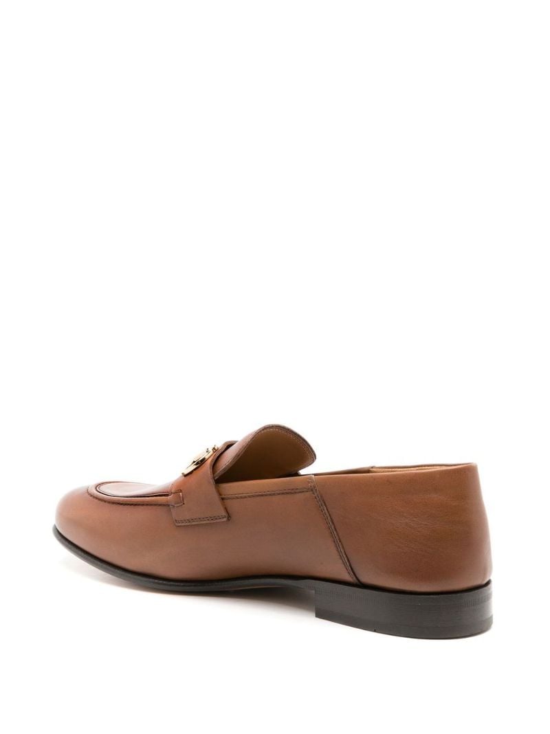 Brown Gancini Leather Loafers