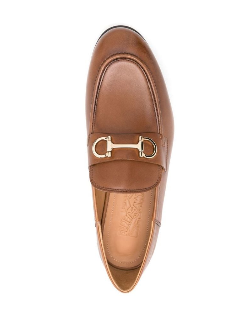 Brown Gancini Leather Loafers