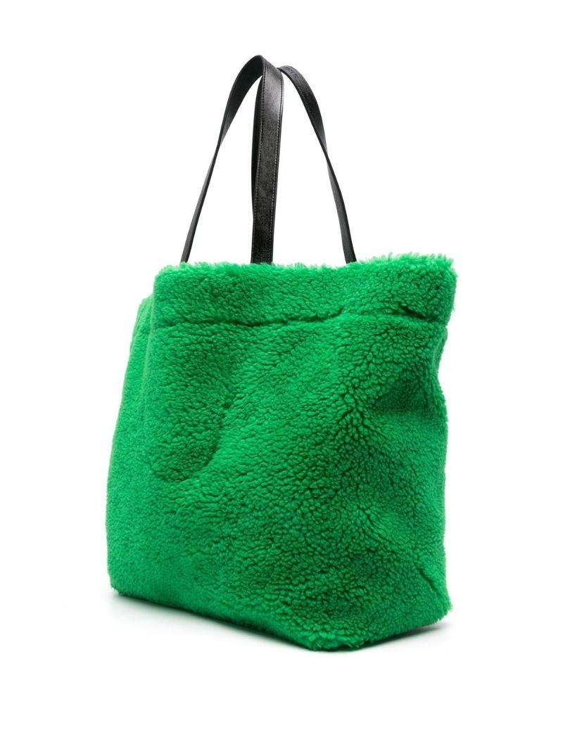 Green Faux-shearling Tote Bag