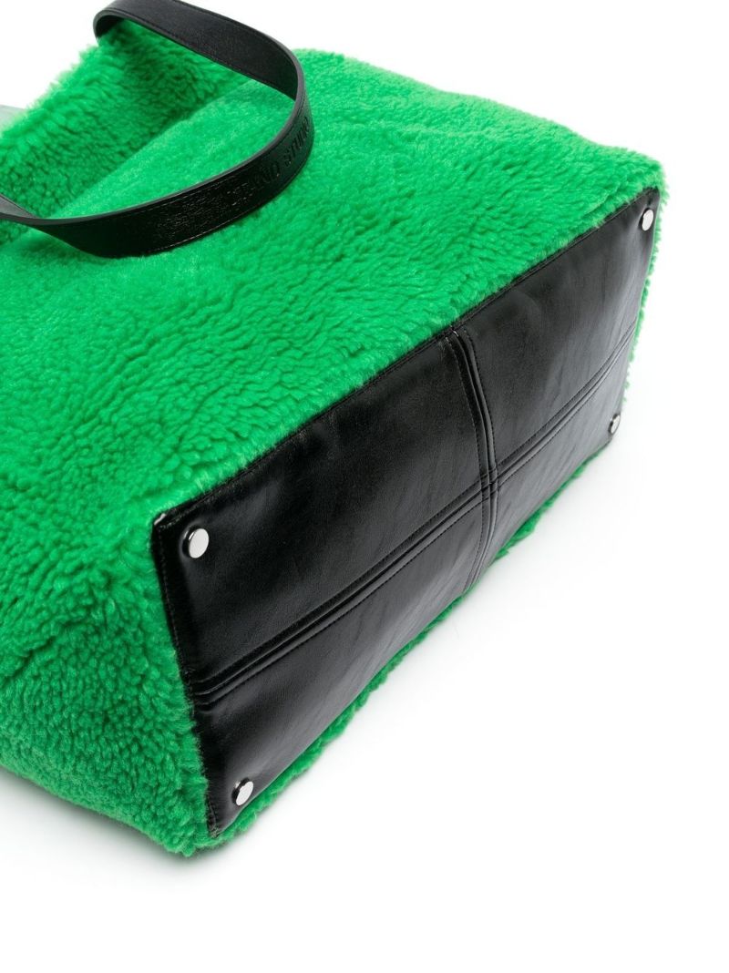 Green Faux-shearling Tote Bag