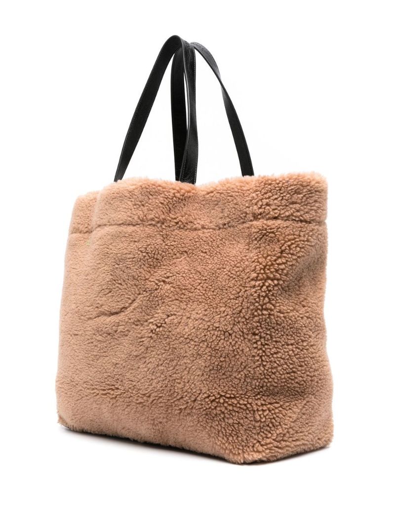 Brown Faux-shearling Tote Bag
