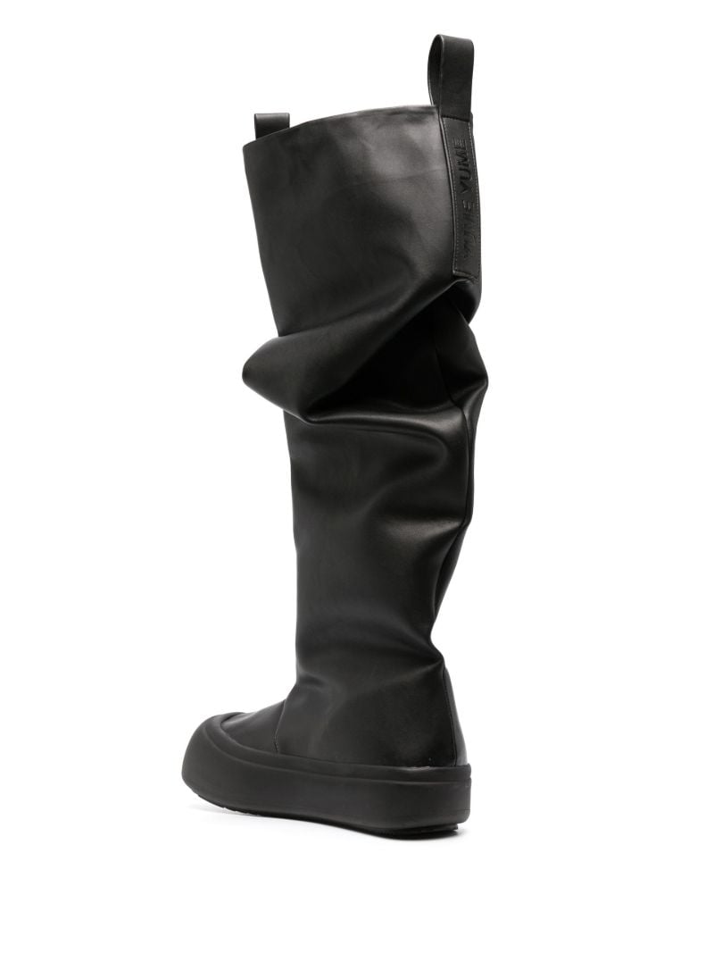 Black Fisherman Leather Knee-length Boots