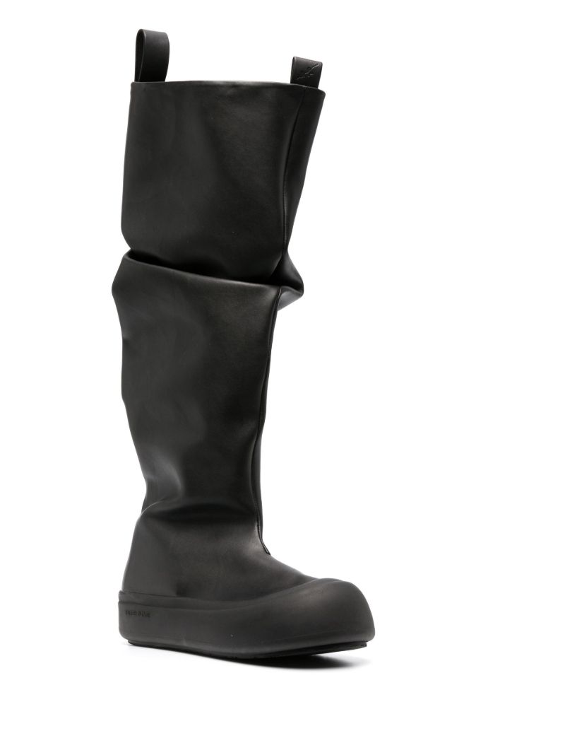 Black Fisherman Leather Knee-length Boots