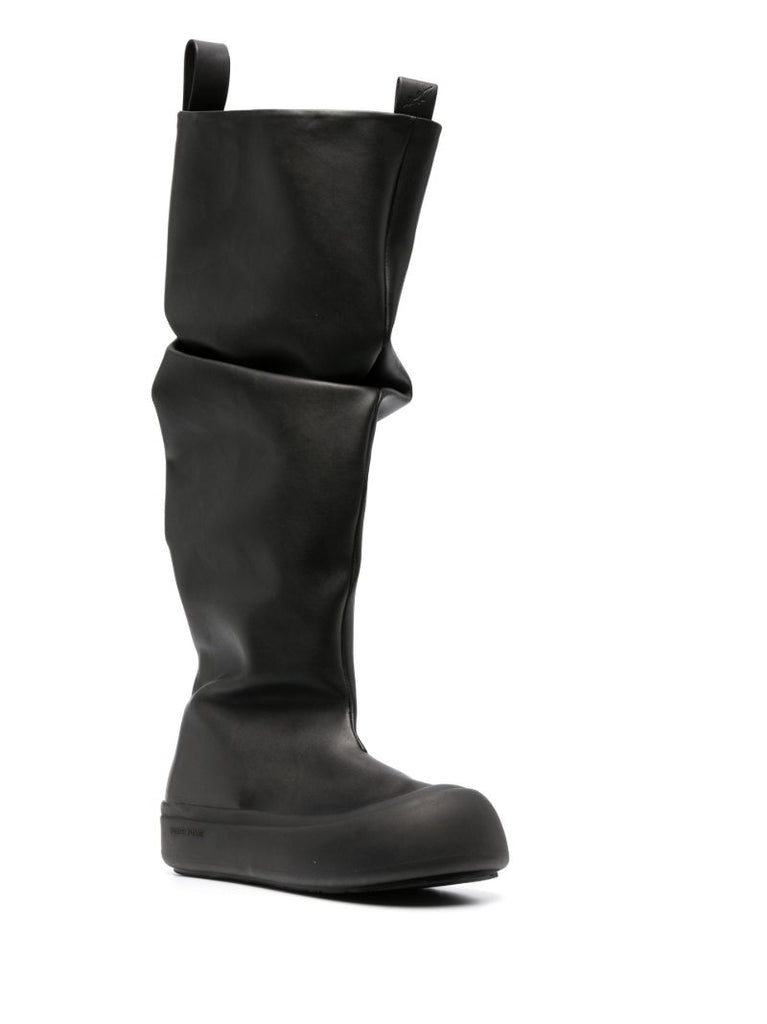 Black Fisherman Leather Knee-length Boots