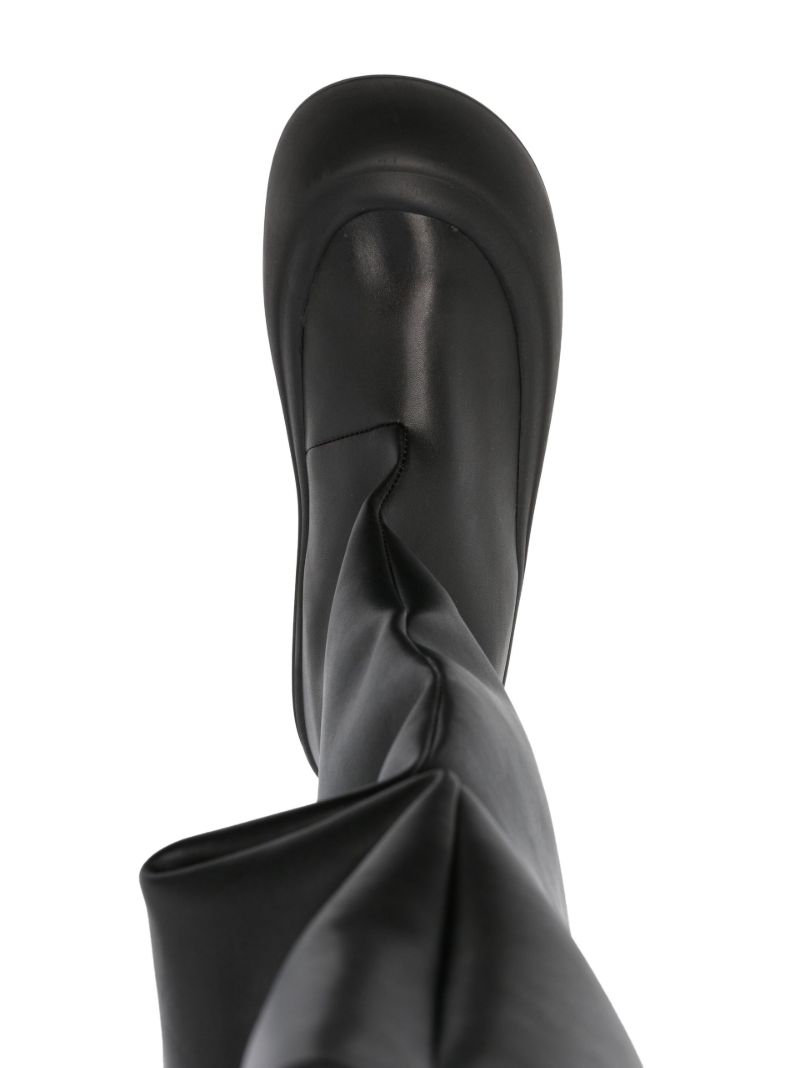 Black Fisherman Leather Knee-length Boots