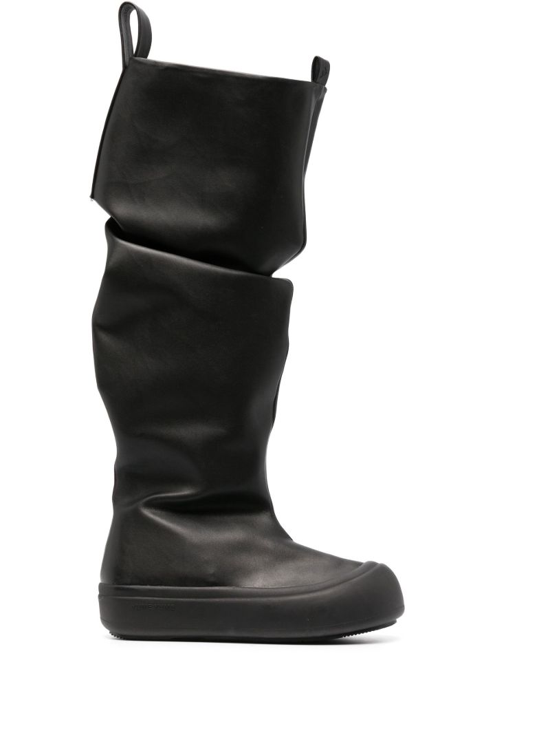 Black Fisherman Leather Knee-length Boots