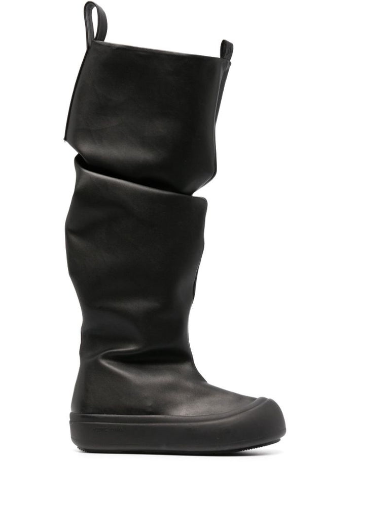 Black Fisherman Leather Knee-length Boots