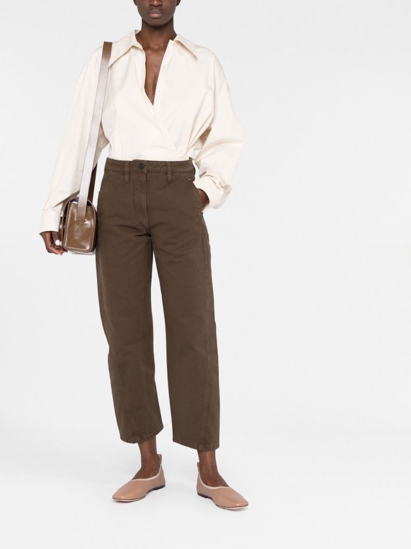 Brown Cropped Straight Leg Trousers