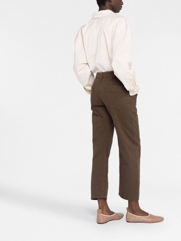 Brown Cropped Straight Leg Trousers
