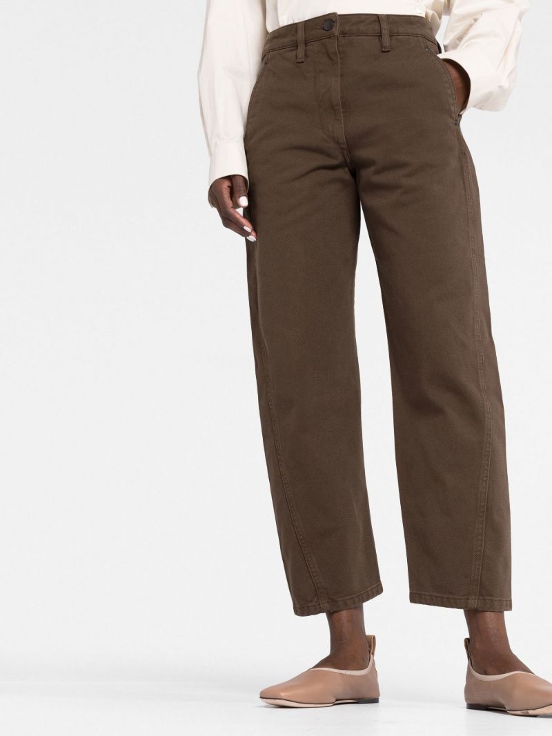 Brown Cropped Straight Leg Trousers
