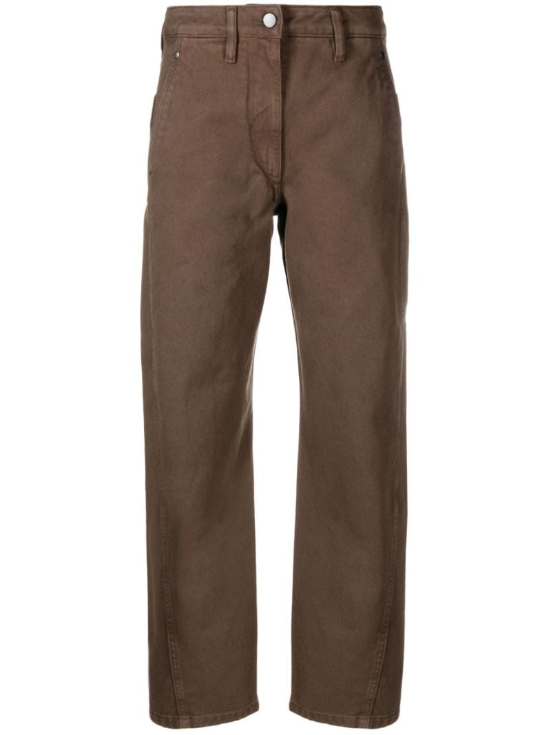 Brown Cropped Straight Leg Trousers