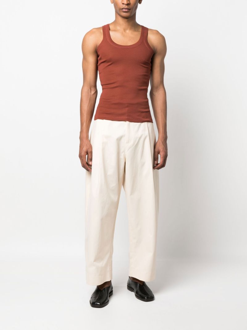 Brown Scoop Neck Cotton Vest Top