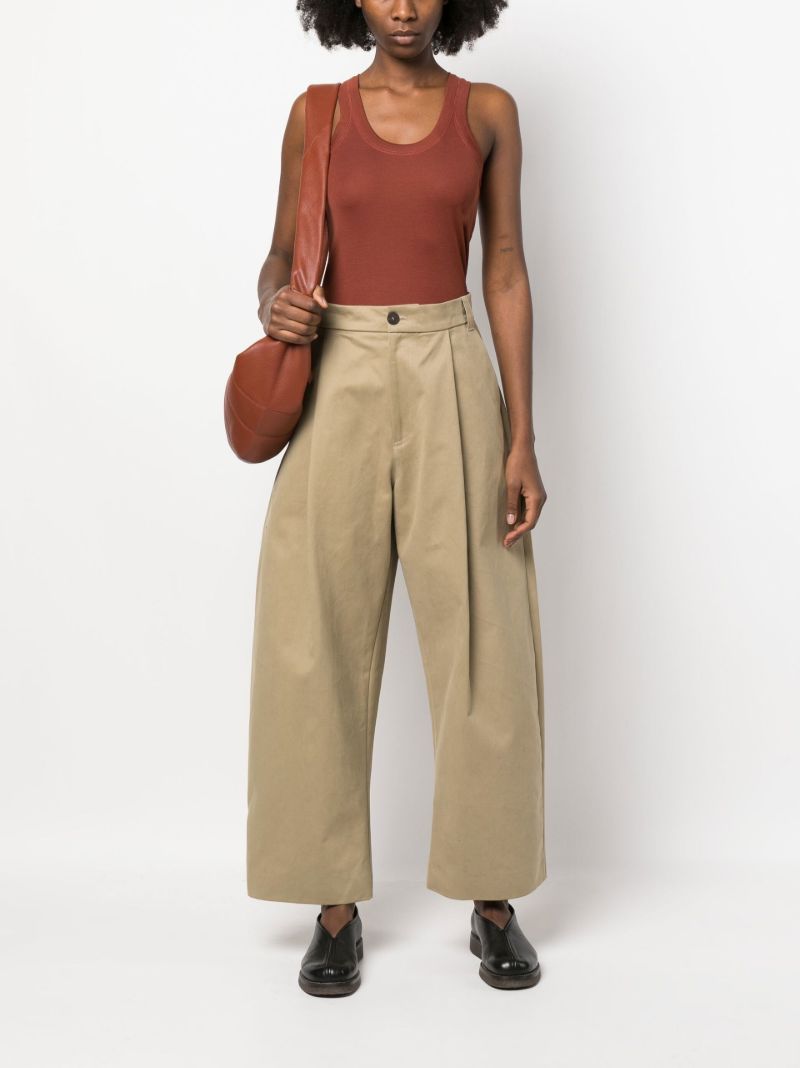 Brown Scoop Neck Cotton Vest Top