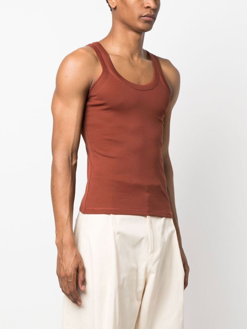 Brown Scoop Neck Cotton Vest Top