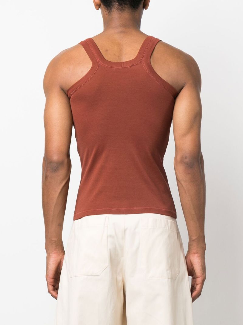 Brown Scoop Neck Cotton Vest Top