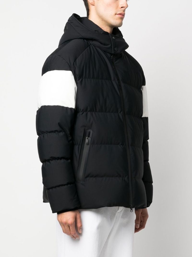 Black Logo Plaque Hooded Padded Jacket