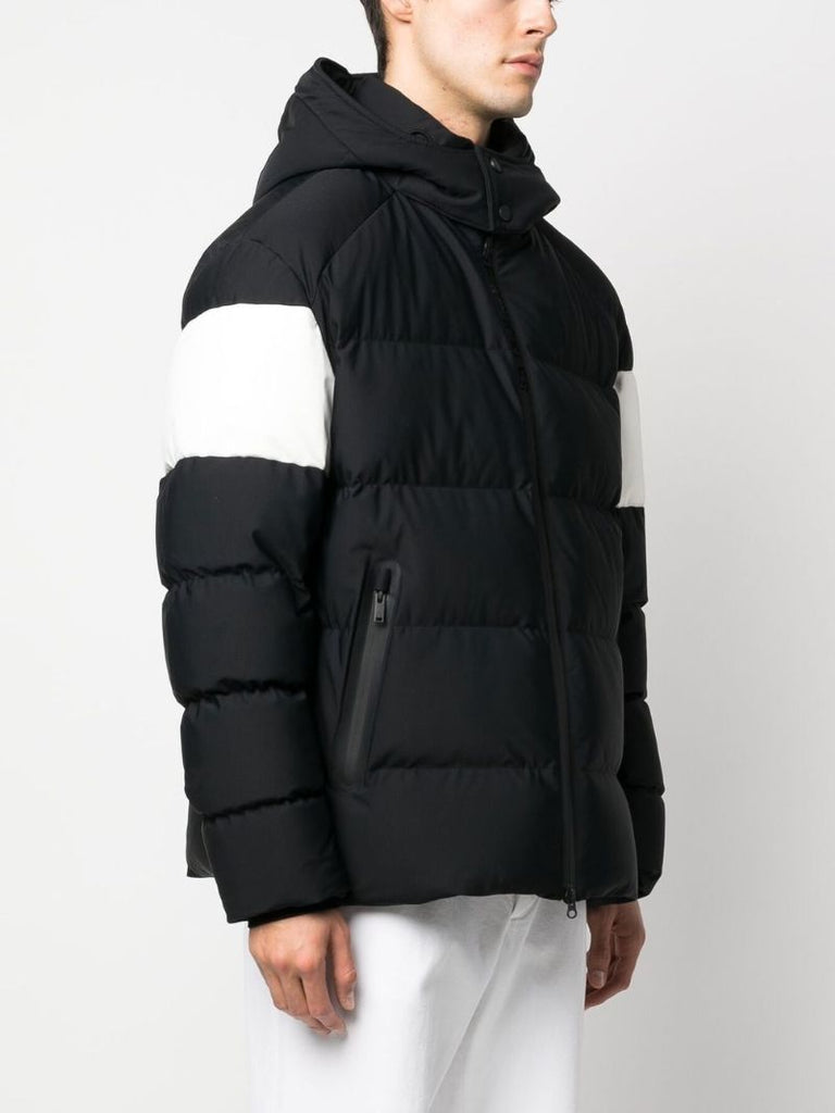 Black Logo Plaque Hooded Padded Jacket