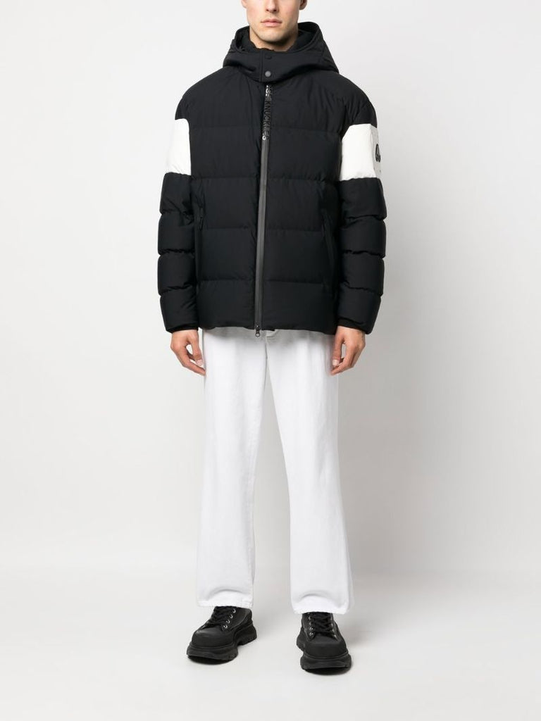 Black Logo Plaque Hooded Padded Jacket
