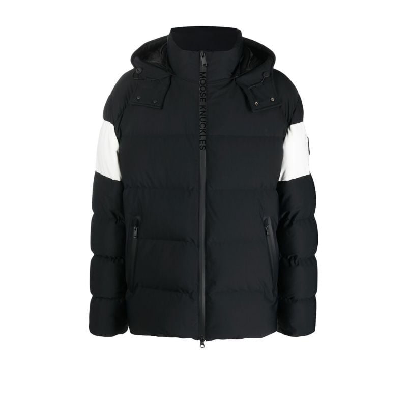 Black Logo Plaque Hooded Padded Jacket